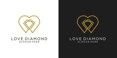 amo o estilo de linha de design de vetor de logotipo de diamante.