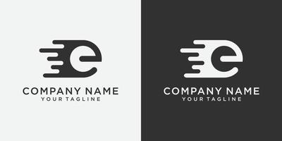 letra e conceito de design de logotipo rápido. letra e tecnologia de logotipo