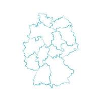 mapa da alemanha com regiões em um fundo branco vetor