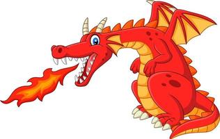 dragão dos desenhos animados cuspindo fogo vetor