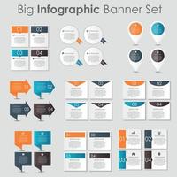 grande conjunto de modelos de banner de infográfico para ilustração vetorial de negócios vetor