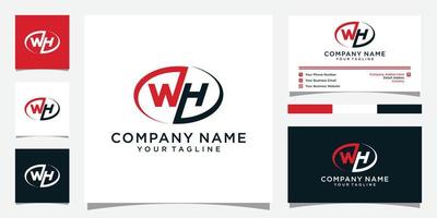 vetor de design de logotipo de carta wh ou hw com cartão de visita.