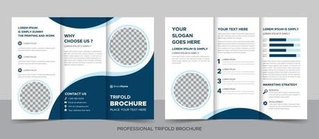 modelo de design de brochura com três dobras para sua empresa, corporativa, negócios, publicidade, marketing, agência e negócios na Internet. vetor