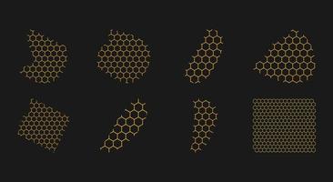 conjunto de forma abstrata de favo de mel. elementos hexagonais vetor