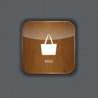 ícones de aplicativos de madeira de sacos vetor
