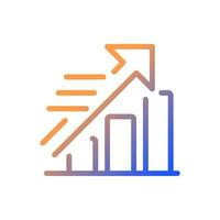 crescente ícone de vetor linear gradiente de estatísticas. análise e pesquisa de dados. coleta de dados financeiros. Estratégia de mercado. símbolo de cor de linha fina. pictograma de estilo moderno. desenho de contorno isolado de vetor