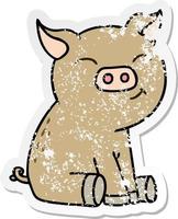 vinheta angustiada de um porco de desenho animado desenhado à mão peculiar vetor