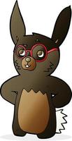 coelho de desenho animado usando óculos vetor