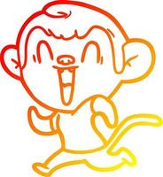 desenho de linha de gradiente quente desenho animado macaco rindo vetor