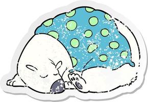 vinheta angustiada de um urso polar de desenho animado dormindo vetor