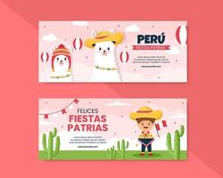 modelo de capa de fiestas patrias peru mídia social plano de fundo dos desenhos animados ilustração vetorial vetor
