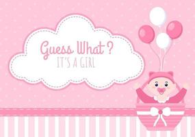 foto de nascimento é uma menina com uma imagem de bebê e ilustração de desenhos animados de fundo de cor rosa para cartão ou tabuleta vetor