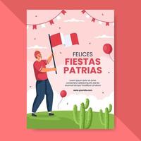 fiestas patrias peru modelo de banner horizontal mídia social plano de fundo dos desenhos animados ilustração vetorial vetor