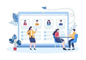 agência de emprego para serviço de recrutamento ou colocação com trabalhadores de carreira qualificados e experientes em ilustração de desenho animado plana vetor