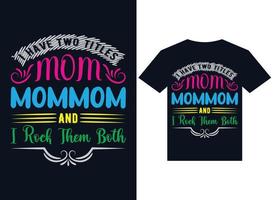 eu tenho dois títulos mãe mãe e balanço os dois vetor de tipografia de design de camiseta