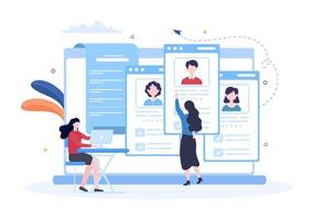 agência de emprego para serviço de recrutamento ou colocação com trabalhadores de carreira qualificados e experientes em ilustração de desenho animado plana vetor