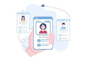 agência de emprego para serviço de recrutamento ou colocação com trabalhadores de carreira qualificados e experientes em ilustração de desenho animado plana vetor