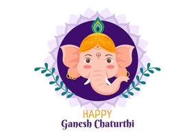 feliz ganesh chaturthi do festival na índia para comemorar sua chegada à terra em ilustração vetorial de fundo de estilo simples vetor