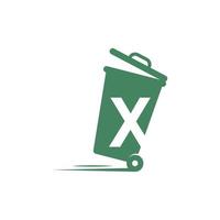 letra x no modelo de ilustração de ícone de lixeira vetor