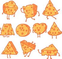 ilustração de doodle de desenho de queijo vetor