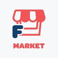 alfabeto f logotipo do mercado vetor