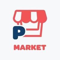 alfabeto p logotipo do mercado vetor