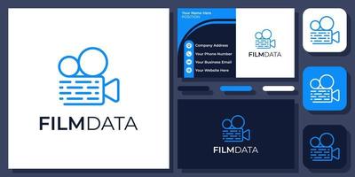 tecnologia de dados de filme de câmera cinema digital moderno design de logotipo de vetor simples com cartão de visita