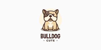 buldogue bonito animal dos desenhos animados cão animal de estimação personagem canino mascote cachorro ilustração design de logotipo de vetor