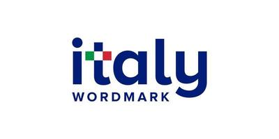 marca de palavra itália bandeira escondida nação italiana texto nacional design de logotipo de vetor