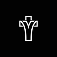 letra y cruz logotipo para a comunidade cristã vetor