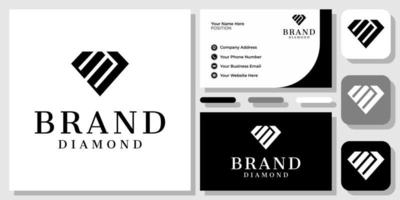 letras iniciais ud du diamante jóias monograma geométrico design de logotipo com modelo de cartão de visita vetor