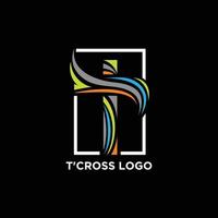 design do logotipo da cruz cristã com cor moderna do conceito inicial t vetor