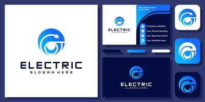 iniciais letra e cabo plugue elétrico abstrato monograma simples design de logotipo de vetor com cartão de visita