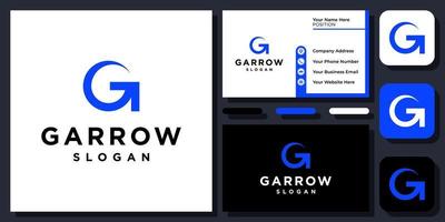 letra inicial g seta sucesso inicialização negócios crescimento rápido design de logotipo de vetor com cartão de visita