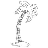 palmeira na areia doodle desenhado à mão vetor