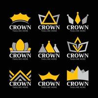 coleção de logotipo de cor plana de coroa vetor