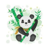 ilustração em aquarela de panda fofo vetor