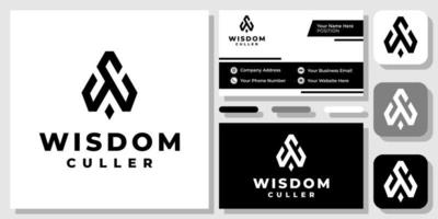 letras iniciais wc cw monograma geométrico moderno ícone simples design de logotipo com modelo de cartão de visita vetor