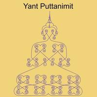 O antigo nome tradicional tailandês do talismã na língua tailandesa é puttanimit. tem propriedades para evitar o perigo, trazer sorte e fortuna e ser amado por todos. vetor