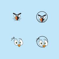 passarinhos dos desenhos animados enfrentam design de emoticon vetor