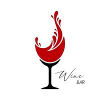 copo de vinho e design de símbolo de salpicos. ilustração vetorial em fundo branco. ícone de vinho de vidro. símbolo de silhueta de bebida. vetor isolado em branco