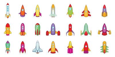 conjunto de ícones de foguetes, estilo cartoon vetor