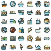 ícones de almoço conjunto de vetores planos