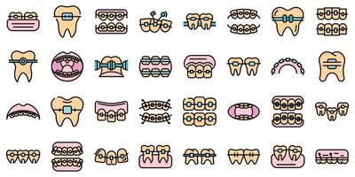 conjunto de ícones de aparelho de dente vetor plano