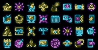 conjunto de ícones de remarketing vector neon