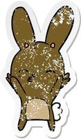 vinheta angustiada de um desenho de coelho curioso vetor