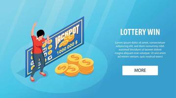 conceito isométrico de ganhar na loteria vetor