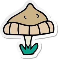 doodle de desenho de adesivo de um único cogumelo vetor