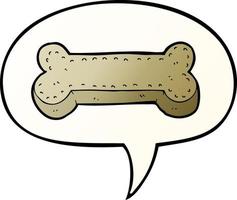 biscoito de cachorro de desenho animado e bolha de fala em estilo gradiente suave vetor