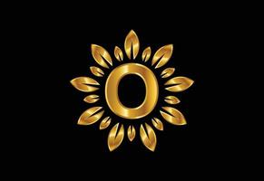 alfabeto de letra inicial o monograma com coroa de folhas douradas. conceito de design de logotipo de flor vetor